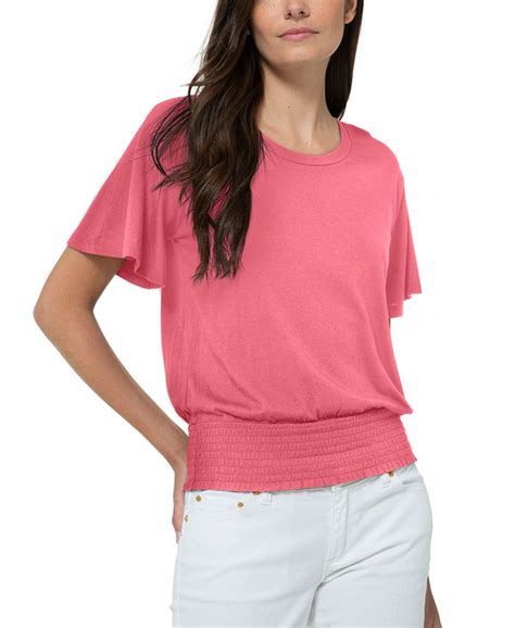 michael kors womens tees|michael kors smocked waist top.